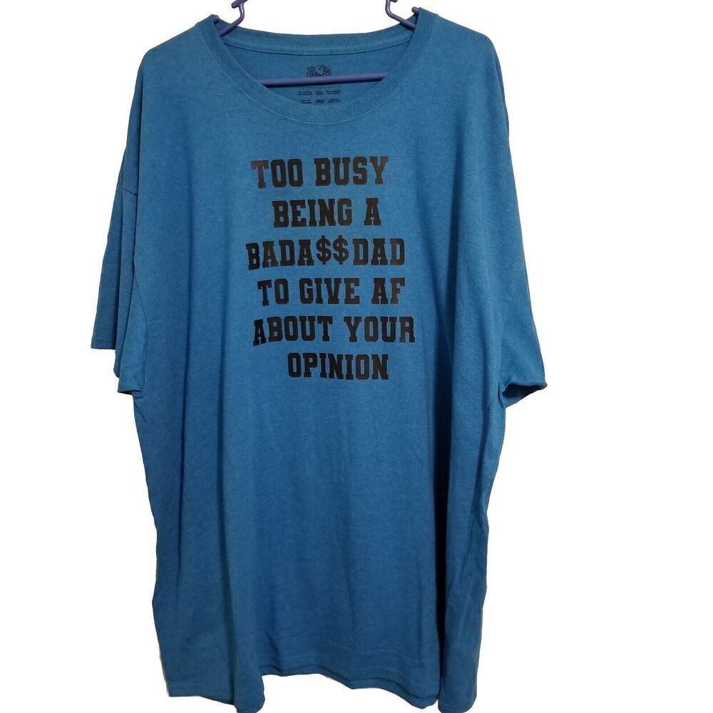 Mens Teal Blue Tshirt‎ 3XL Busy Dad Crewneck Short Sleeve